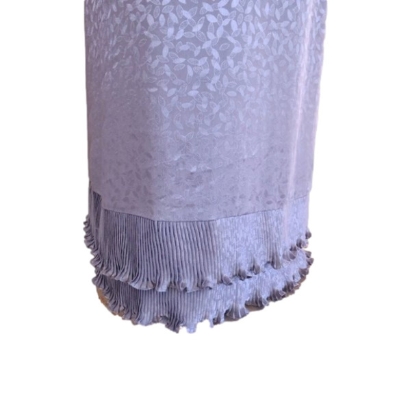 VTG 70s Iridescent Lavender Dress High Neck Ruffle Puff Sleeve Cottagecore M L - Picture 8 of 10